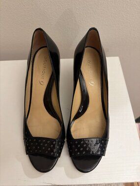 Boutique 9 Black Patent Peep Toe Heels - Size 8.5 (Fits Like 9)